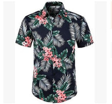 Load image into Gallery viewer, Men Hawaiian Short Sleeve Shirt Summer Floral Printed Beach Sea Shirt